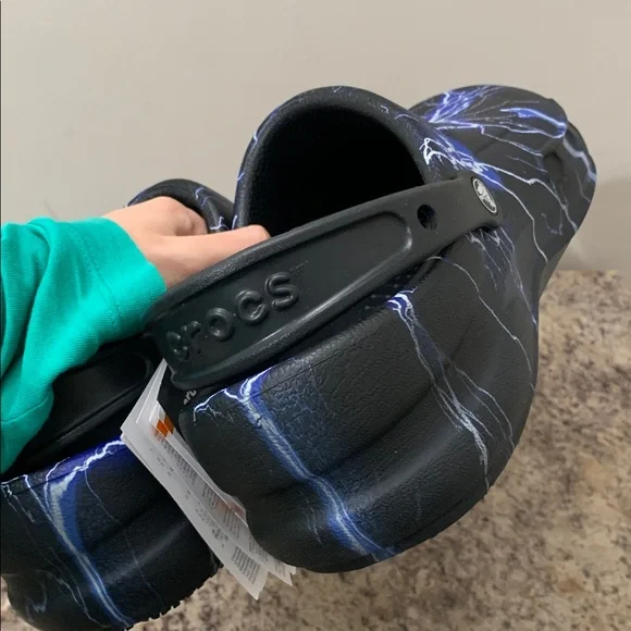 Electric / Lightening Blue and Black Crocs